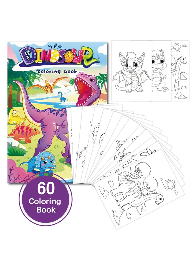 Bluejw Cross-border Original Unicorn Mermaid Dinosaur Coloring Book 60 Cartoon Graffiti Enlightenment 4-year-old Children Coloring Book - Image 1