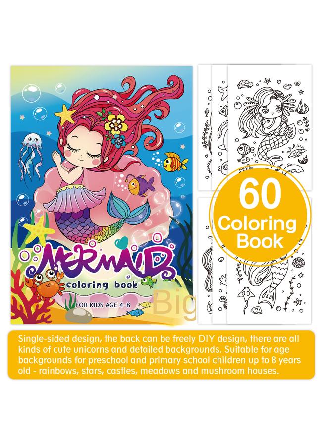Bluejw Cross-border Original Unicorn Mermaid Dinosaur Coloring Book 60 Cartoon Graffiti Enlightenment 4-year-old Children Coloring Book - Image 5