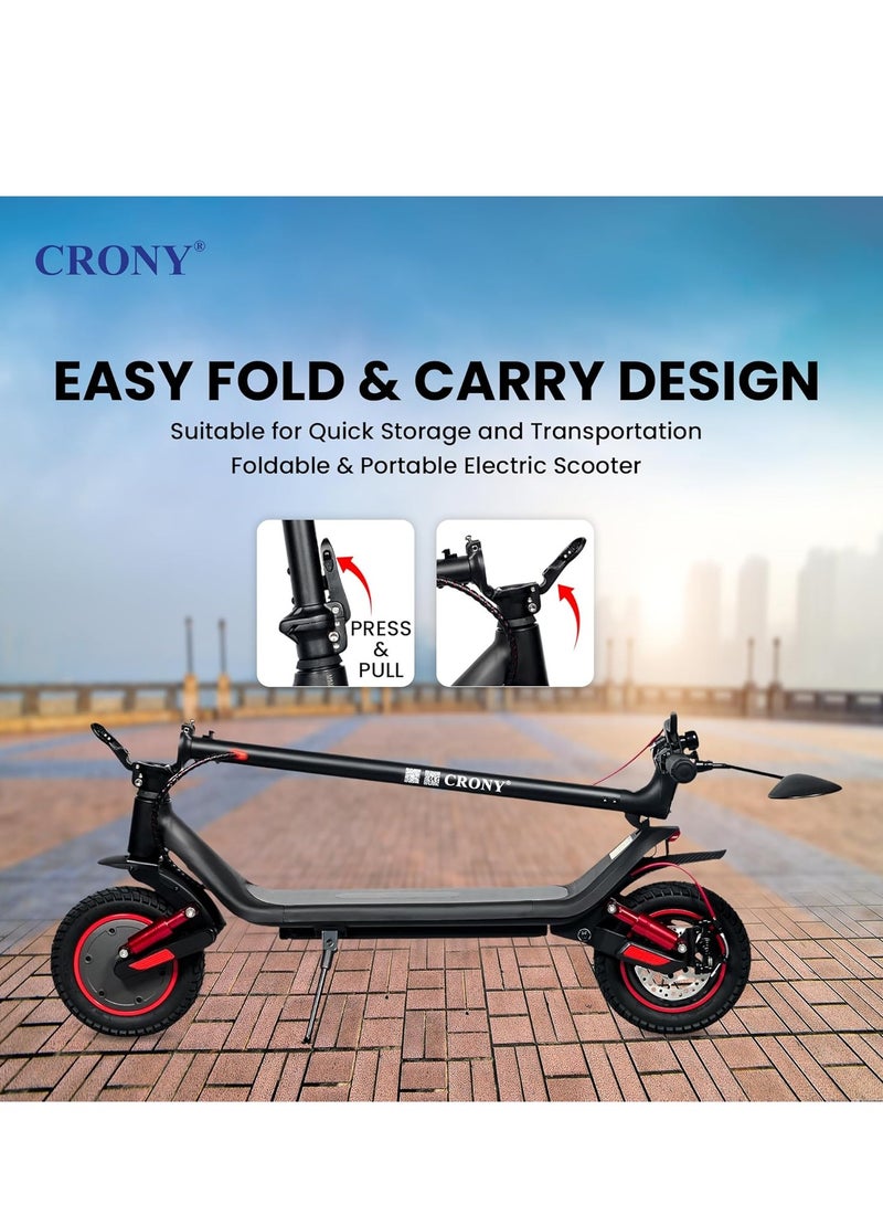 Crony M365 Max Long Range 30km E-Scooter,45km/h More Comfort and Safety Dual Suspension, 500W Motor 36V/10AH, Rear Disc Brake Electric Scooter, Power Comfort & Smart Control for Adults & Kids 120KG Load Capacity Aluminum Alloy Frame Skateboard Portable & Commuter-Friendly Includes Rearview Mirror & Phone Holderï¼ŒBlack - Image 2