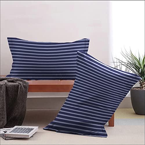 Mytrident Urban Comfort Pillow Covers Set of 2, 144 TC, 100% Cotton, Modern Indigo - Image 2