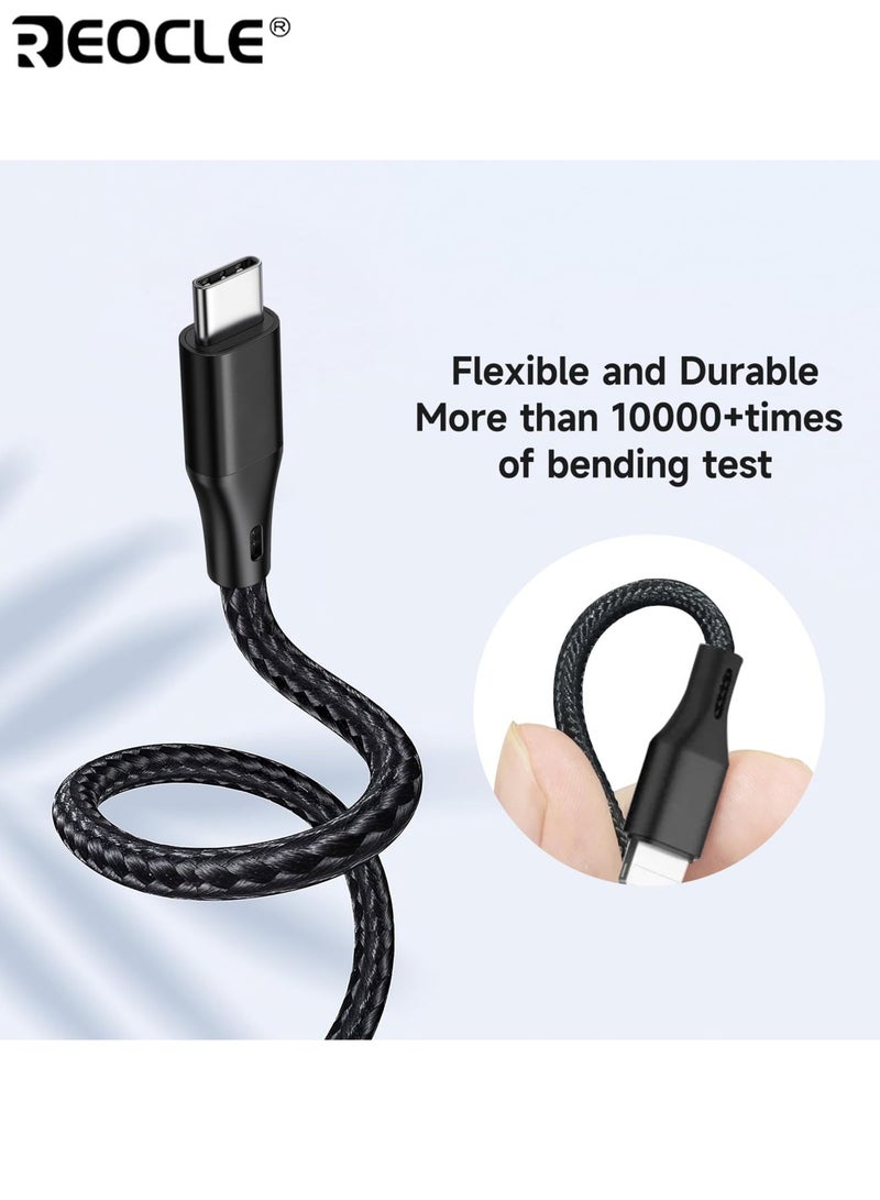 REOCLE 3-In-1 1.2M USB Fast Charging Cable Compatible Durable Nylon Braided Cable Sync Cord for iPhone Android Type-C Devices - Image 5
