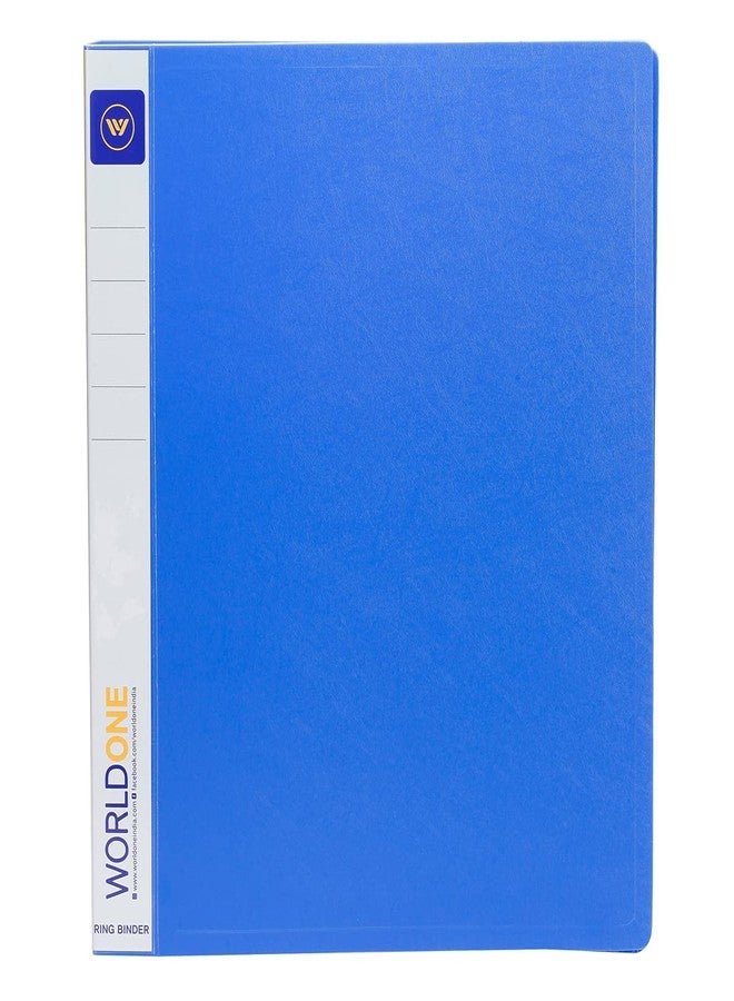Worldone 3D Ring Binder 25 mm Chrome Plated Clip with 1.2mm Thick PP Sheet, Plastic Stopper, Spine Label for Classification, Pockets on Inside Cover for Loose Sheets, Blue, Size A4, Pack of 2 - Image 1