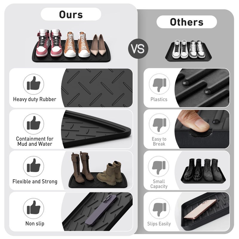TonTool Boot Trays Heavy Duty Rubber Mat with Lip, Waterproof Shoe Mat Tray for Entryway Shoe Tray Multi-Purpose for Indoor or Outdoor 27.56 x 15.75inch - Image 4