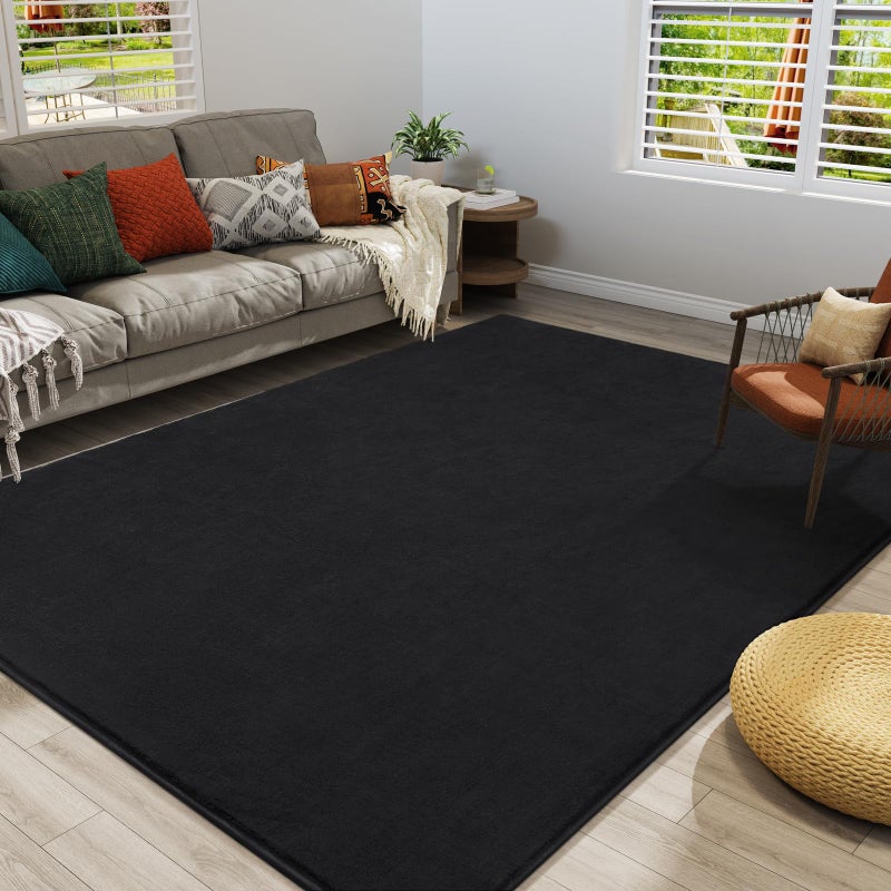 Amearea Modern Area Rugs for Bedroom Living Room, 4x6 Feet Black Thickened Memory Foam Rug, Fluffy Indoor Washable Rugs Non Slip Minimalist Carpet for Kids Boys Girls Dorm Nursery Room Decor - Image 4