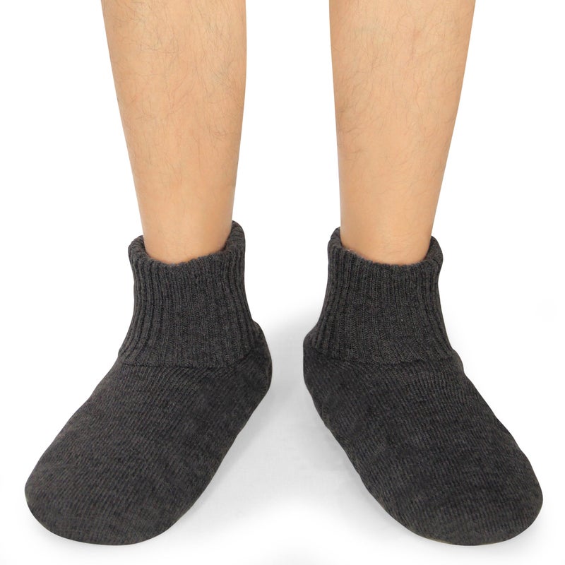 BenSorts Slipper Socks for Men Comfy Cozy Thick House Indoor Boot Sock with Grippers Shoes with Anti-Skid Dark Gray Size 7 8 9 9.5 - Image 2