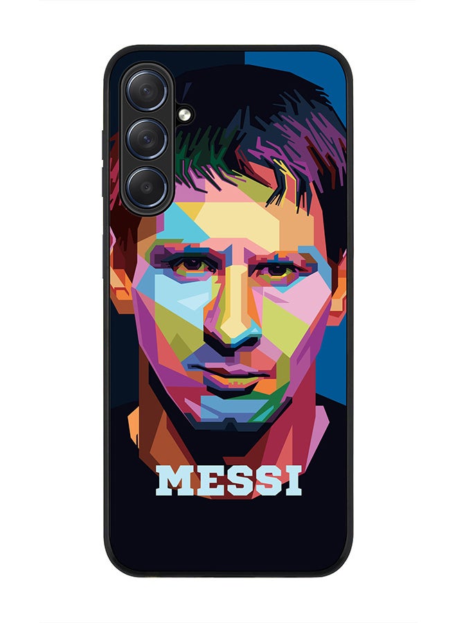 Stylizedd Rugged Black edge case for Samsung Galaxy M54 5G, Slim fit Soft Case Flexible Rubber Edges Anti Drop TPU Gel Thin Cover -  Poly Messi - Image 1