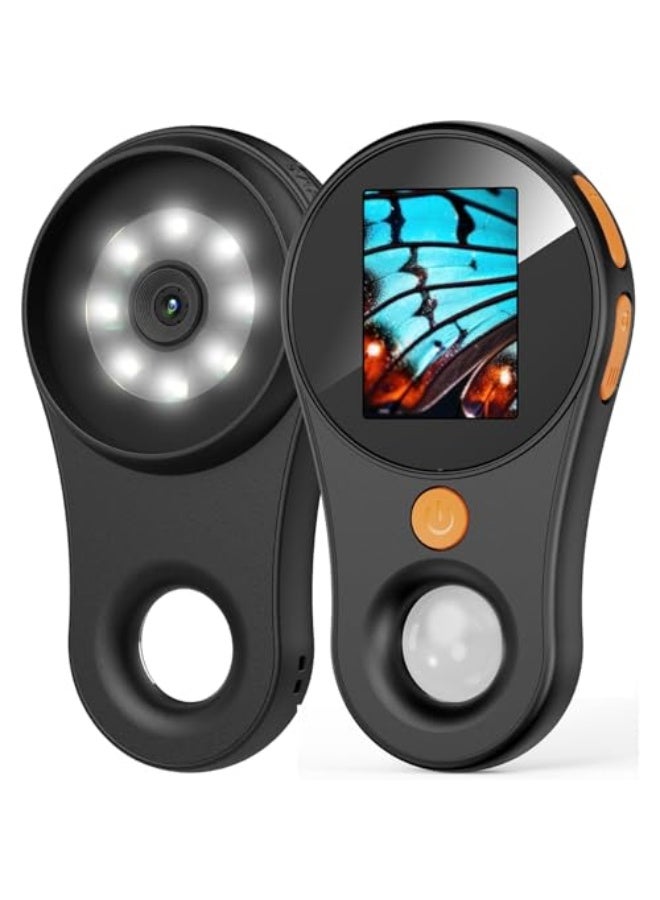 Digital microscope, fixed focus, handheld magnifier, 2-inch colour screen, 2 million pixels, 500x magnification, built-in 8 LED lights, rechargeable battery, compatible with Windows and Mac OS. - Image 1