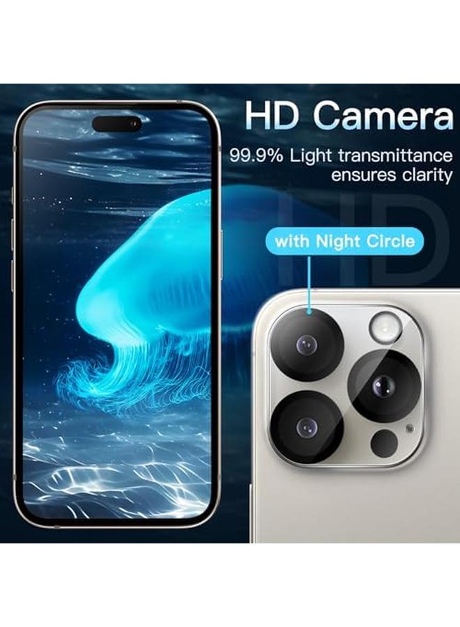 جي تيك واقي عدسة الكاميرا لهاتف Iphone 15 Pro مقاس 6.1 بوصة وIphone 15 Pro Max مقاس 6.7 بوصة، مصنوع من زجاج مقوى 9H مضاد للخدش، متوافق مع الجراب ولا يؤثر على اللقطات الليلية، عبوة من 3 قطع شفافة عالية الدقة - Image 5