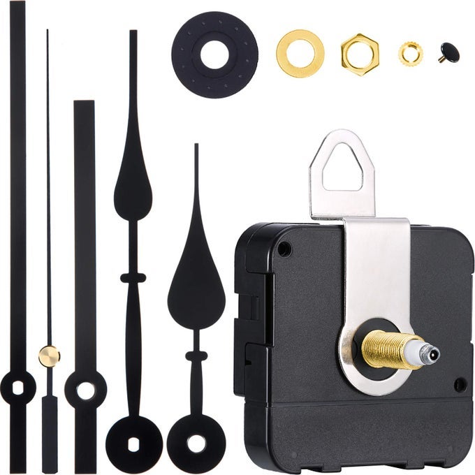 HIGH TORQUE LONG SHAFT CLOCK MOVEMENT MECHANISM WALL QUARTZ CLOCK MECHANISM KIT WITH 2 DIFFERENT PAIRS OF HANDS CLOCK DIY REPAIR PARTS MOTOR REPLACEMENT COLOR SET 1 SHAFT LENGTH 910 INCH 23 MM