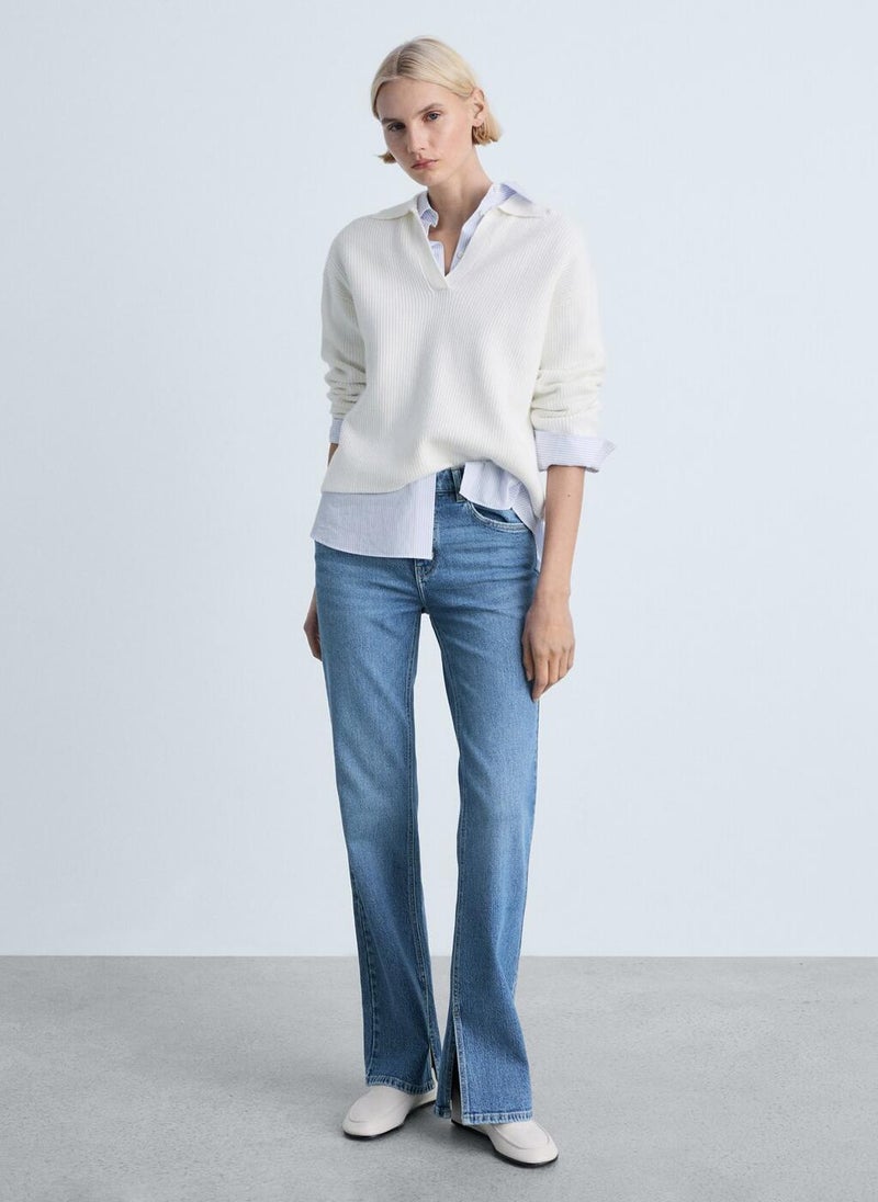 MANGO Medium-Rise Straight Jeans With Slits  - Image 5