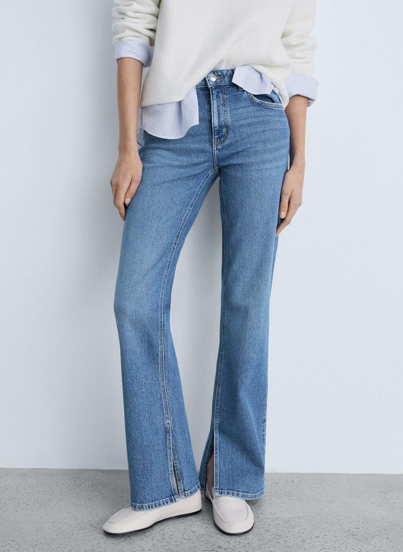 MANGO Medium-Rise Straight Jeans With Slits  - Image 1