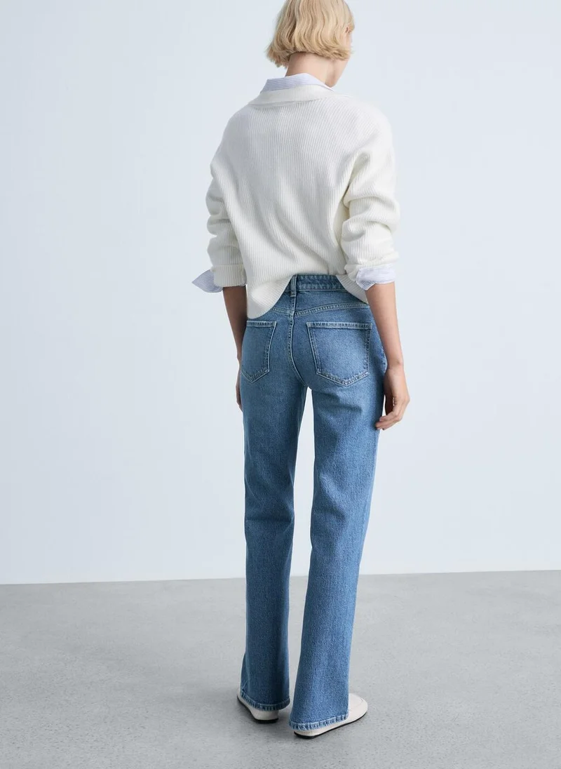 مانجو Medium-Rise Straight Jeans With Slits