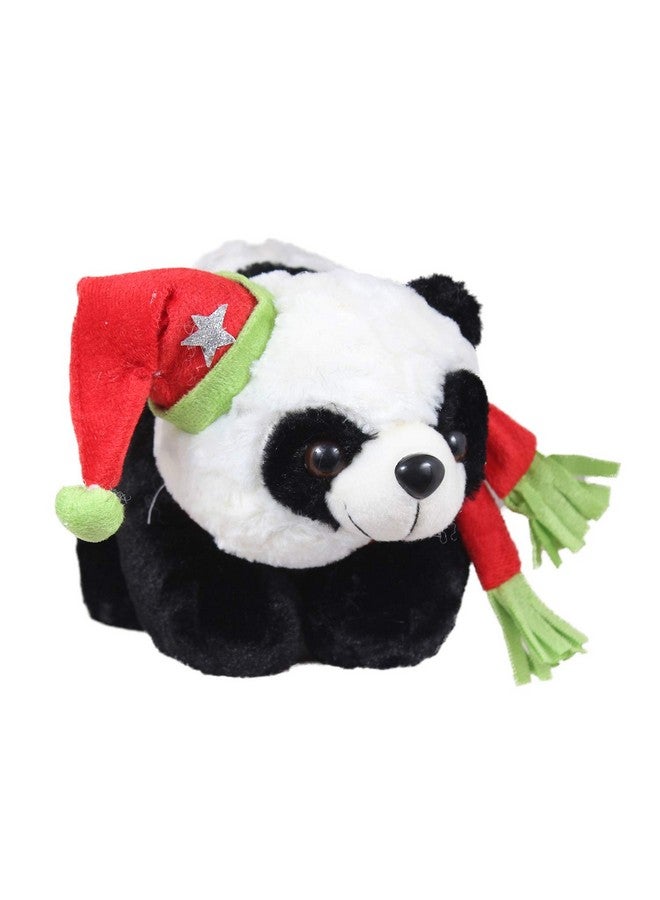 Tickles Santa Claus Christmas Panda With Muffler Plush Animal Soft Toy Soft Stuffed Christmas Gift For Kids (Color: Black & White Size:26 Cm)  - Image 2