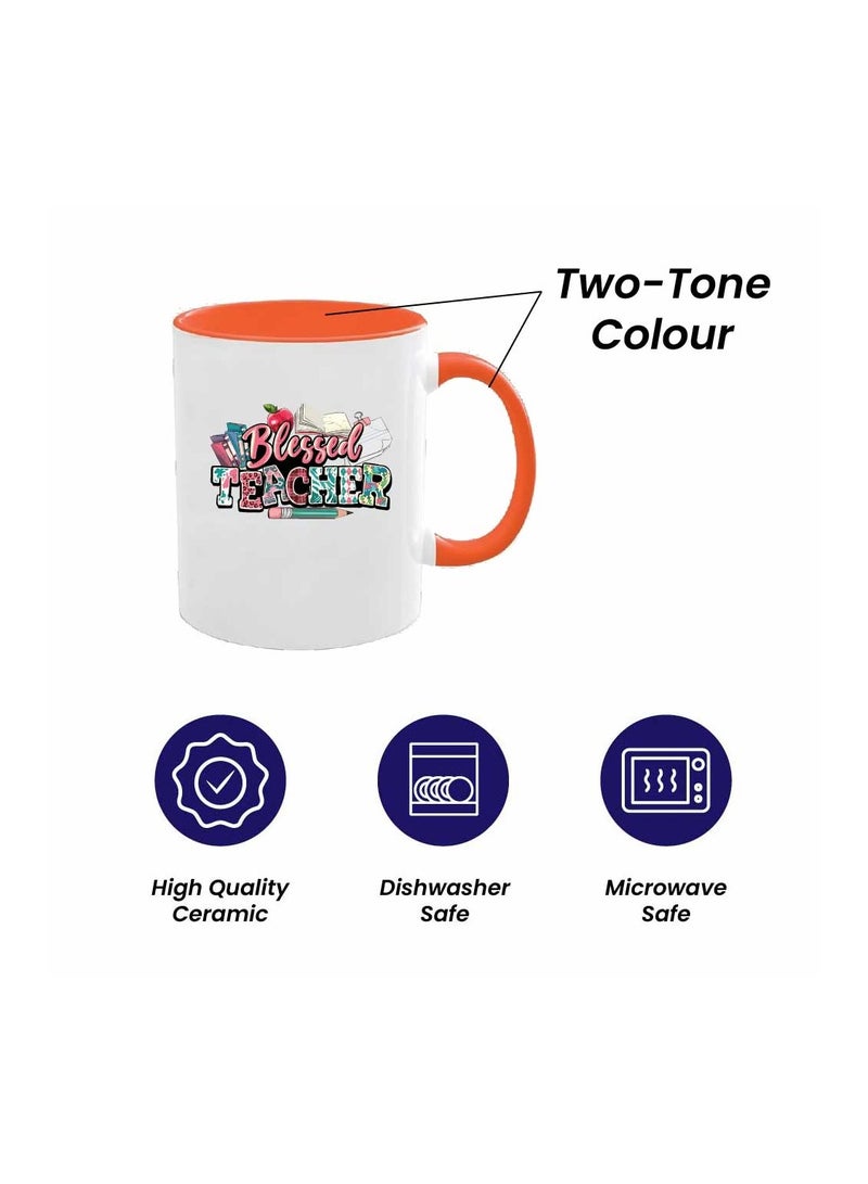 PRINTSHOP4ME Teacher's Day Combo Blue Handled Cotton Bag - Two Tone Orange Mugs and Cosmetic Pouch - Teacher's Day Stylish Gift Combo Set from Students - Image 4