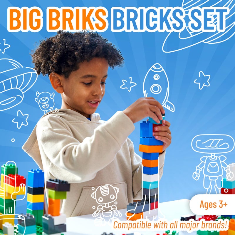 ستريكتلي بريكس Briks بدقة متوافقة مع Lego Duplo Toy لبنات بناء كبيرة للأطفال والأطفال الصغار Big Bricks هدايا مجموعة من الأعمار 3 ورفع 100 ٪ متوافقة مع جميع العلامات التجارية الرئيسية 10 ألوان 84 قطعة - Image 2