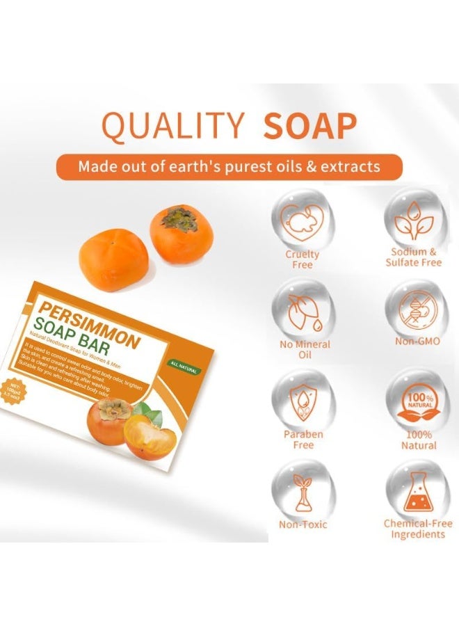 Persimmon Goat Milk Soap (2 Pack), Natural Deodorant Soap Bar for Face & Body, Nourishing & Hydrating, Improves Body Odor, Suitable for Men & Women - Image 2
