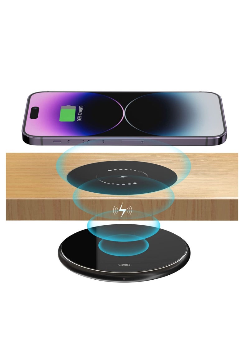 Captaintech Invisible Wireless Charger Hidden Long Distance Wireless Phone Charger Under Desk 10W Charging Pad for iPhone 14 13 Series and Galaxy S20 S10 Series - Image 1