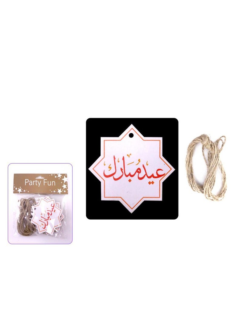 Wood.Tag 7Cm+6pcs Set Eid Mubarak