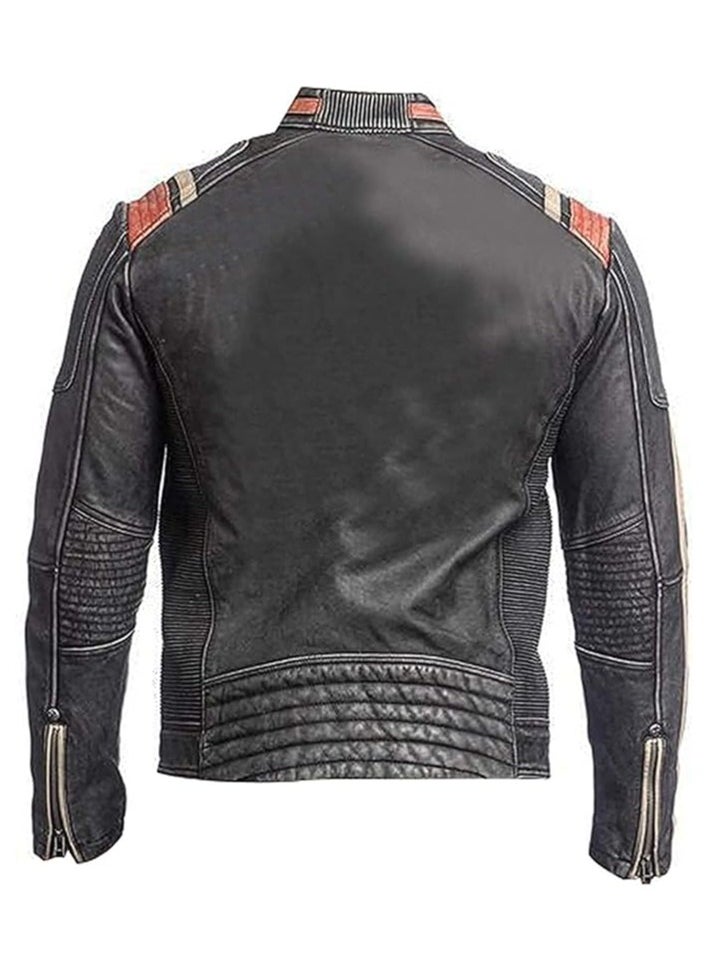 Generic Mens Retro 3 Motorcycle Leather Jacket| Mens Real Leather Cafe Racer Leather jacket  - Image 3