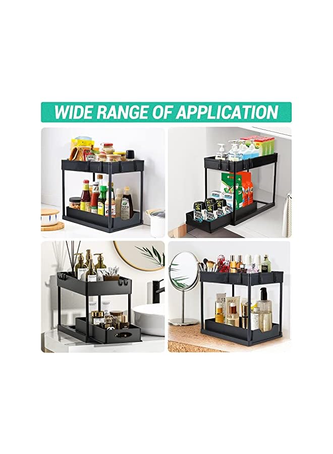 erorex Cabinet Basket Organizer 2 Tier Storage Under Cabinet Bathroom Under Sink Organizers And Storage Black Under Sink Storage Multi Purpose Storage Shelf For Kitchen Bathroom Office - Image 2