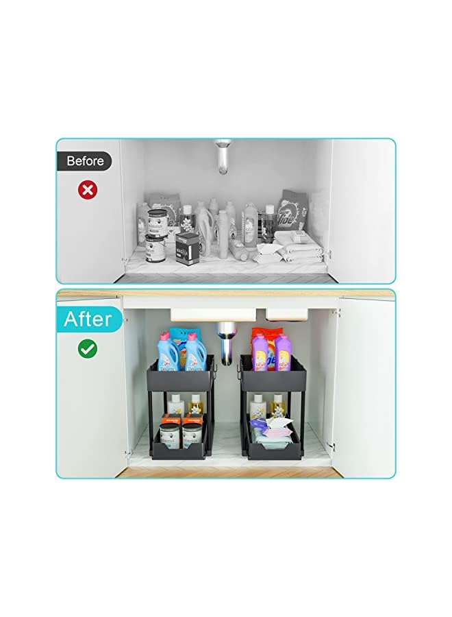erorex Cabinet Basket Organizer 2 Tier Storage Under Cabinet Bathroom Under Sink Organizers And Storage Black Under Sink Storage Multi Purpose Storage Shelf For Kitchen Bathroom Office - Image 4