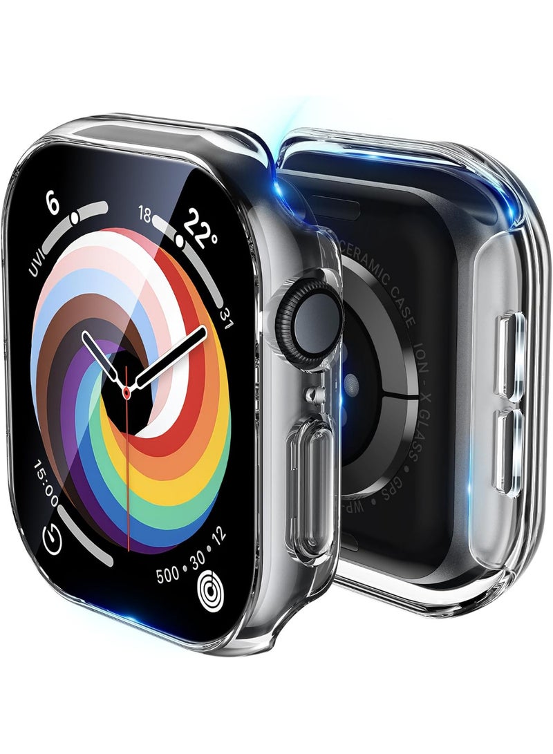 إكس ليفيل جراب صلب من البولي كربونات، متوافق مع ساعة آبل سيريس ١٠ (٢٠٢٤) ٤٦ مم، مع واقي شاشة من الزجاج المقسى، بتصميم فريد [يشبه ساعة آي واتش ألترا]، غطاء حماية صلب مقاوم للماء من البولي كربونات، ملحقات حماية كاملة لساعة آي واتش ١٠ (٤٦ مم، شفاف). - Image 1