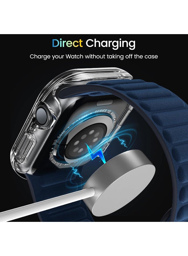 إكس ليفيل جراب صلب من البولي كربونات، متوافق مع ساعة آبل سيريس ١٠ (٢٠٢٤) ٤٦ مم، مع واقي شاشة من الزجاج المقسى، بتصميم فريد [يشبه ساعة آي واتش ألترا]، غطاء حماية صلب مقاوم للماء من البولي كربونات، ملحقات حماية كاملة لساعة آي واتش ١٠ (٤٦ مم، شفاف). - Image 4