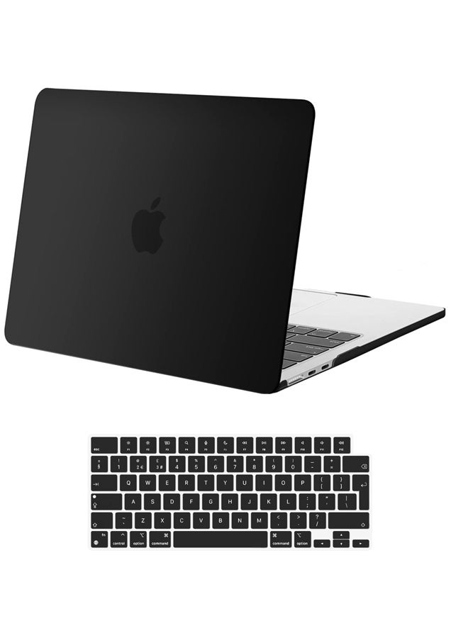 SJet Case Compatible with MacBook Air 13.6 inch Case 2025 2024 2023 2022 M4 A3240 M3 A3113 M2 A2681 Plastic Hard Shell + Keyboard Skin Cover for MacBook Air 13.6 inch Case, Black EU Layout - Image 1