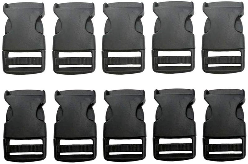 BEAULEGAN Beaulegan Plastic Buckles 1 Inch Pack of 10 Quick Side Release for Luggage Straps Pet Collar Backpack Repair Black Single Adjust 110 Pcs adjustable  - Image 1
