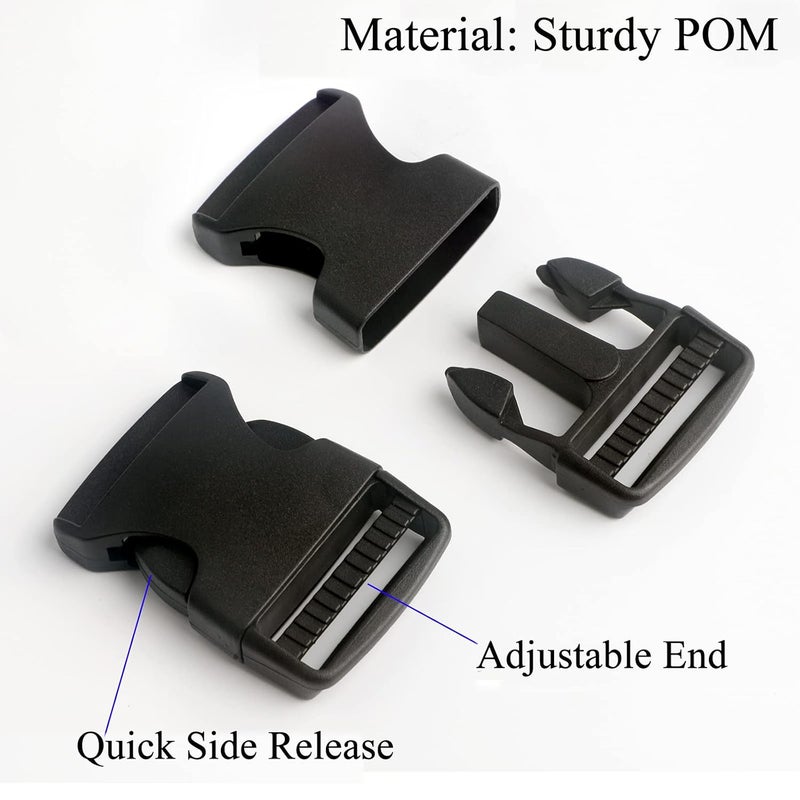 BEAULEGAN Beaulegan Plastic Buckles 1 Inch Pack of 10 Quick Side Release for Luggage Straps Pet Collar Backpack Repair Black Single Adjust 110 Pcs adjustable  - Image 4