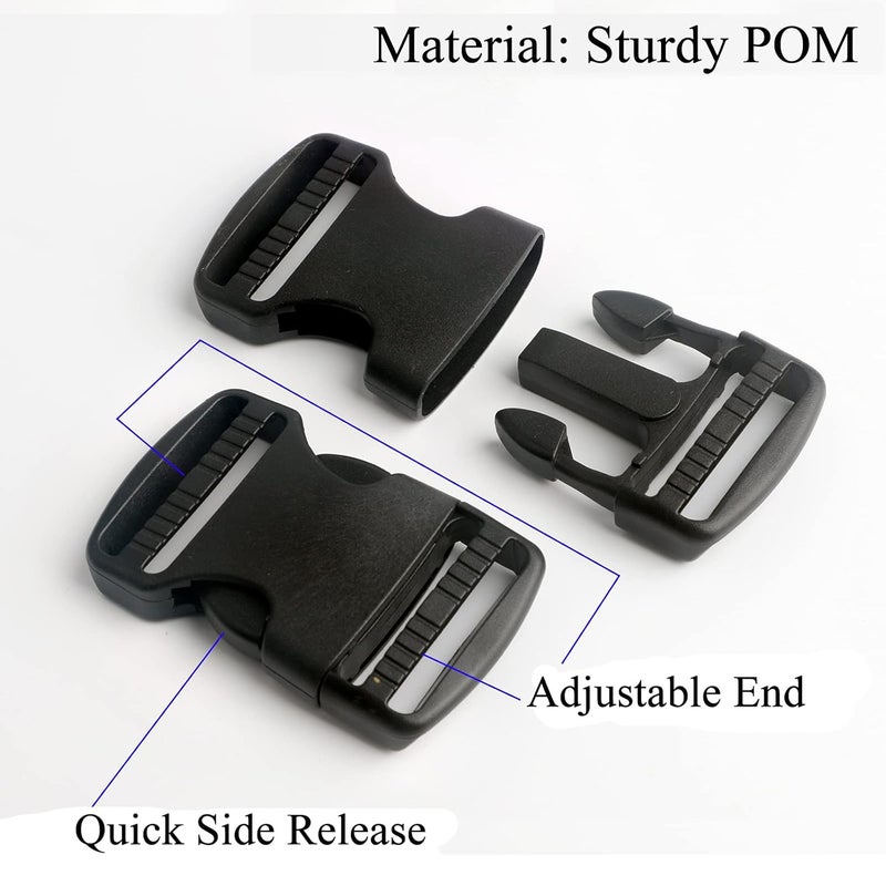 BEAULEGAN Beaulegan Plastic Buckles 1 Inch Pack of 10 Quick Side Release for Luggage Straps Pet Collar Backpack Repair Black Single Adjust 110 Pcs adjustable  - Image 5