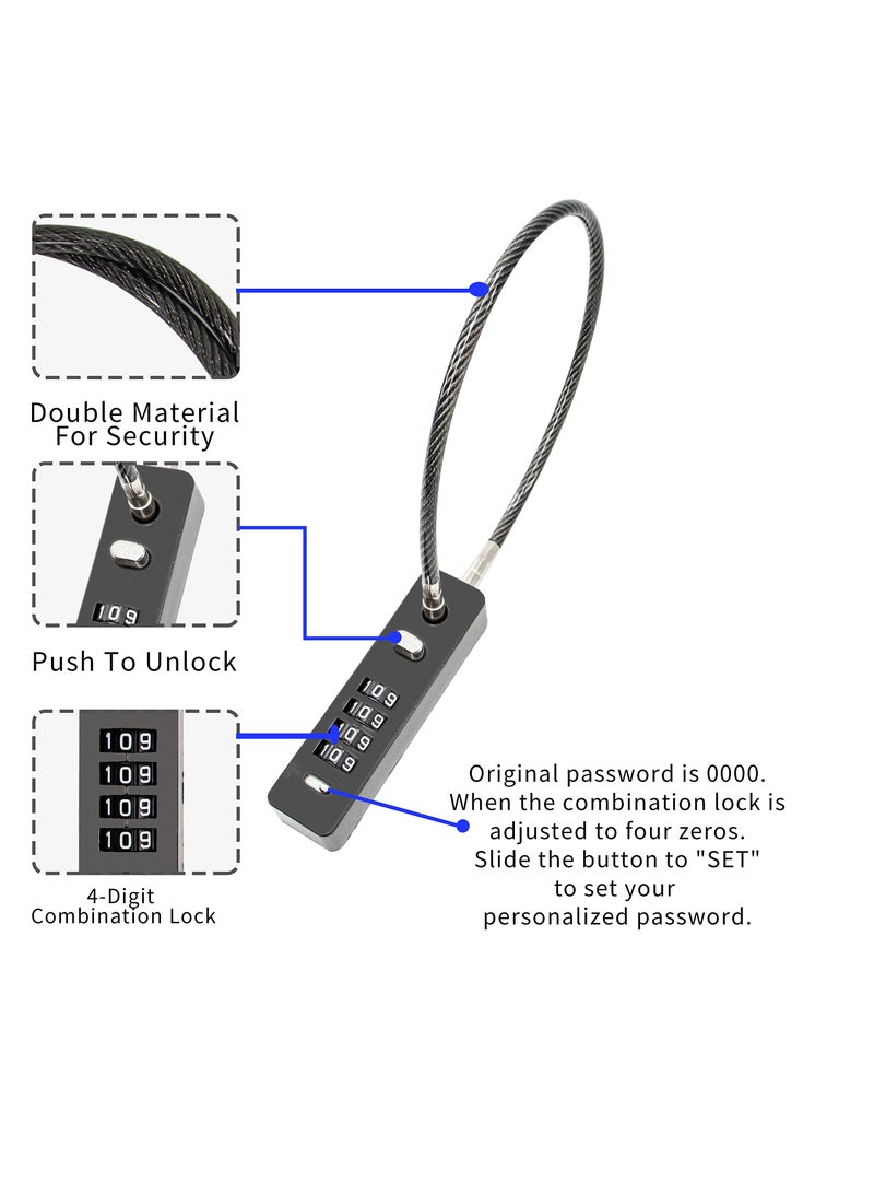 SYOSI Combination Lock Cable Security Steel Cable Luggage Lock, Bike Lock Weatherproof with Resettable Code, Braided Steel Coated Anti-Theft, Waterproof Cycling Cable Locks, Black (1.96 Feet 5 mm) - Image 2