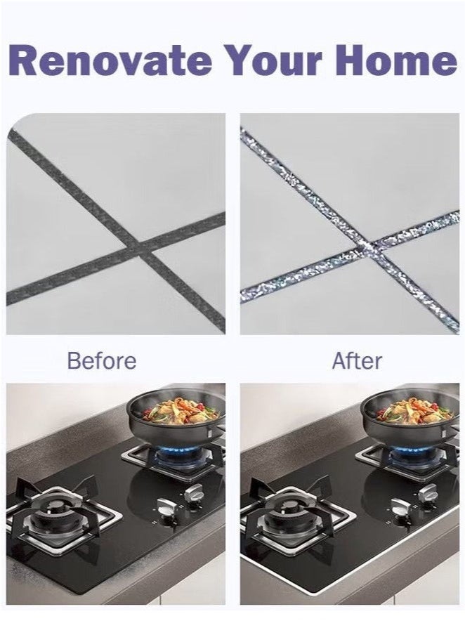 ASHILE 150ML Tile Grout Paint Filler Tube Grout Caulk Sealant Glue Sealer For Bathroom Shower Kitchen Ceramic Tile Repair Restore And Renew Tile Joints Line Gaps Replace Grout Pen, Silver - Image 4