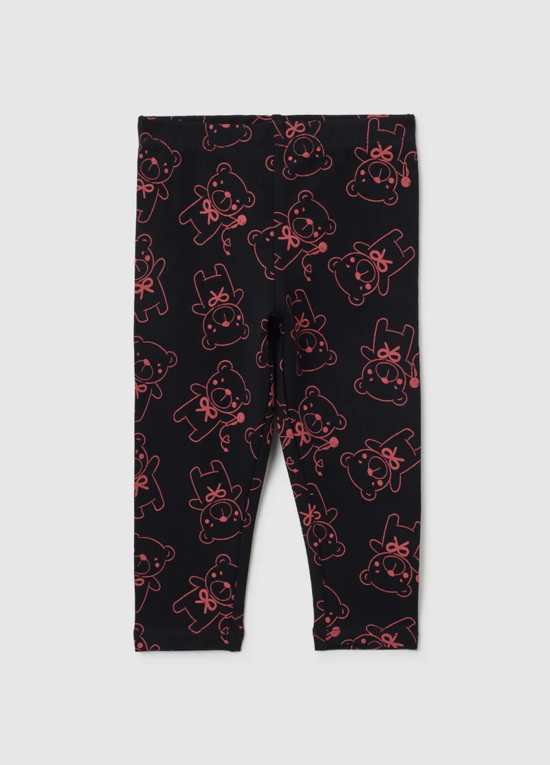 Ovs GIRLS' BLACK STRETCHY COTTON LEGGINGS