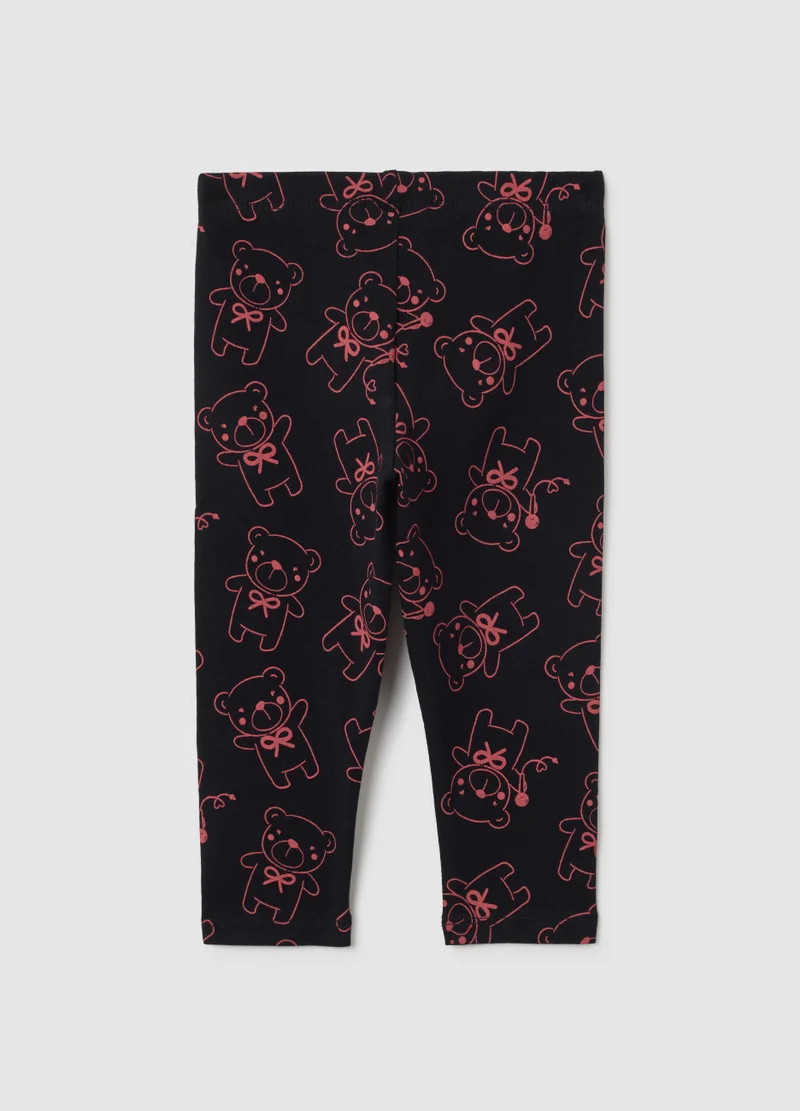 Ovs GIRLS' BLACK STRETCHY COTTON LEGGINGS