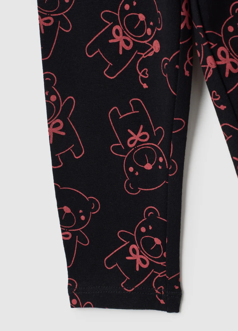 Ovs GIRLS' BLACK STRETCHY COTTON LEGGINGS