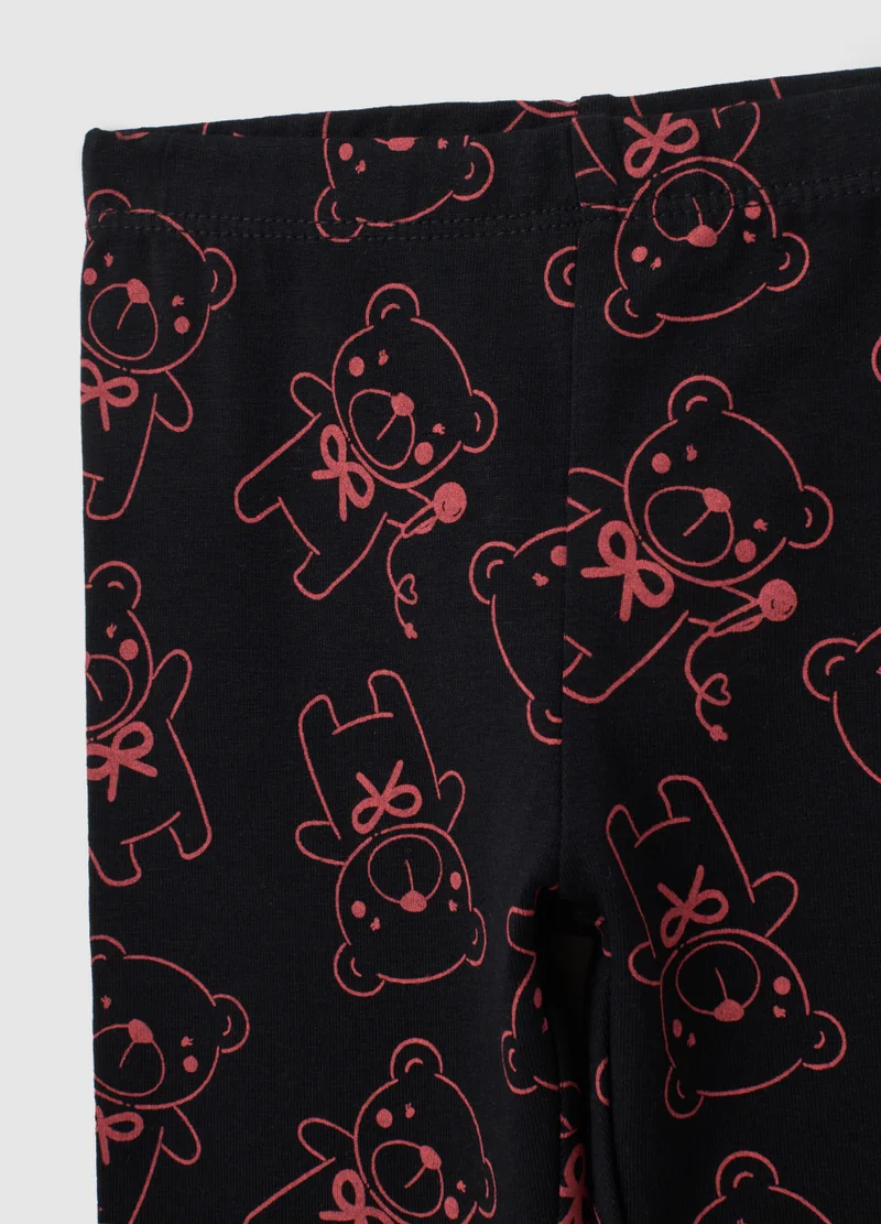 Ovs GIRLS' BLACK STRETCHY COTTON LEGGINGS