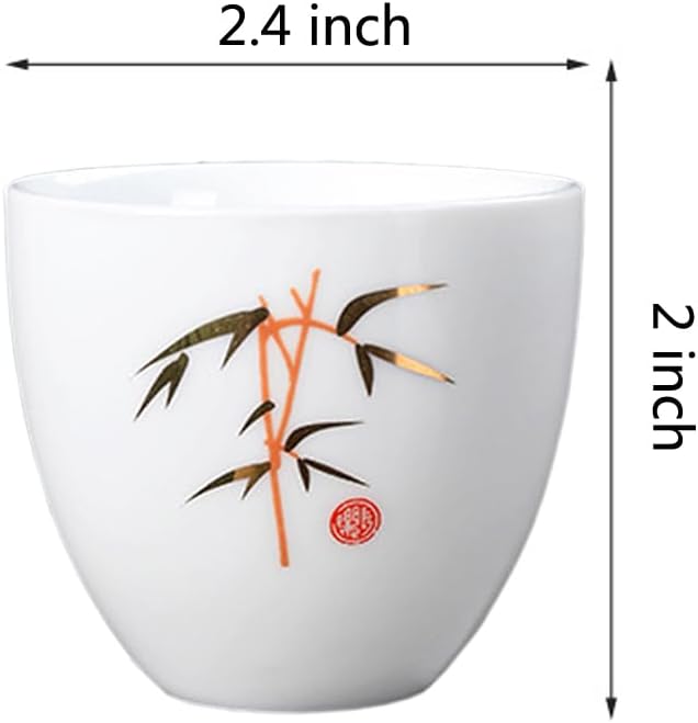Woonsoon Chinese Handmade Kungfu Tea Cup 70 mlChina Teacup Set of 3Ceramic Tea Mugs Without HandlesBest Giftbamboo - Image 4
