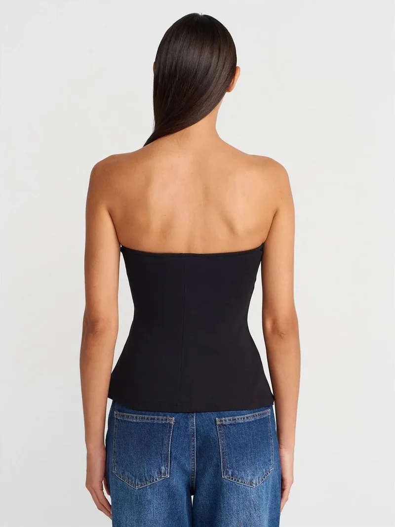 ديلفين DILVIN Strapless Slim-fit Bandeau Blouse