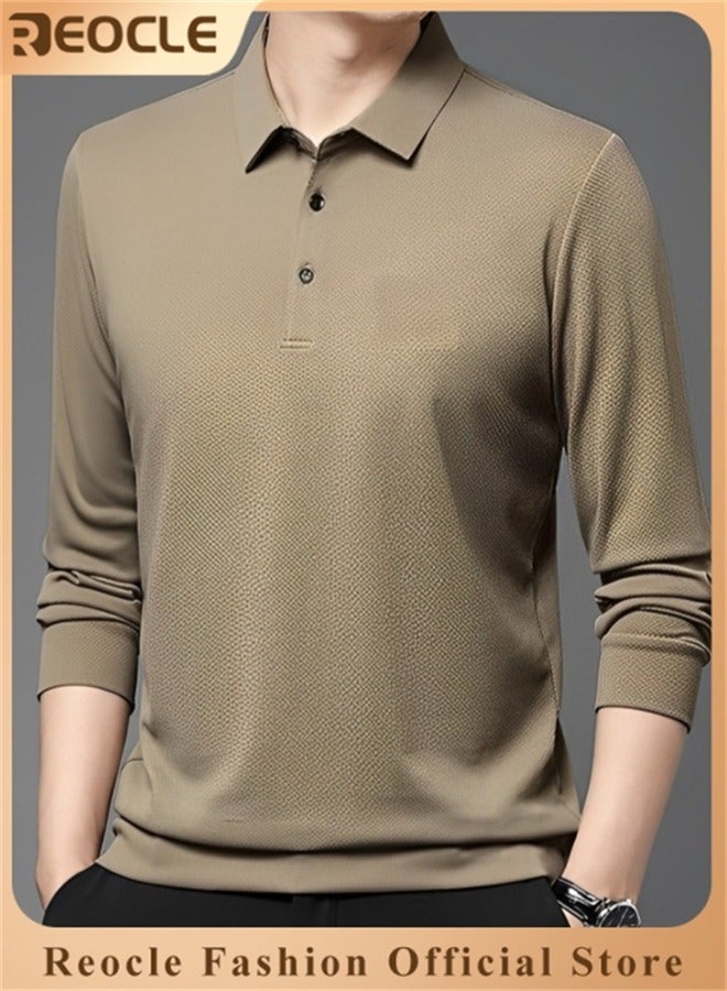REOCLE Men's Casual Polo Shirts Solid Shirts Stylish Dry Fit Performance Designed Collared Golf Polo Shirts - Image 1