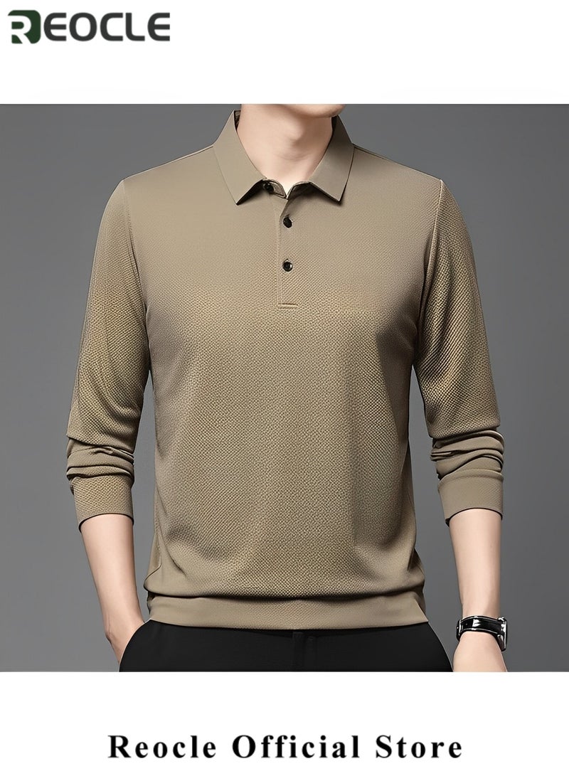 REOCLE Men's Casual Polo Shirts Solid Shirts Stylish Dry Fit Performance Designed Collared Golf Polo Shirts - Image 2