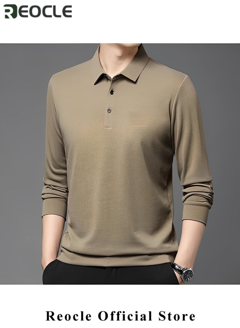 REOCLE Men's Casual Polo Shirts Solid Shirts Stylish Dry Fit Performance Designed Collared Golf Polo Shirts - Image 3