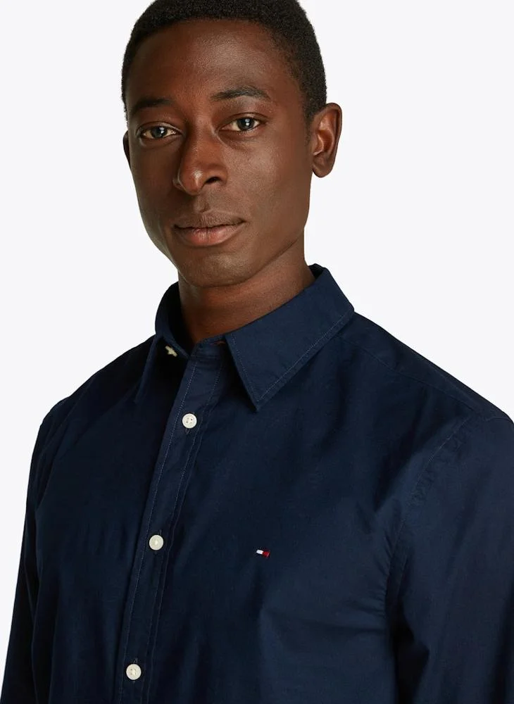 TOMMY HILFIGER Slim Flex Cotton Poplin Kent Collar Shirt
