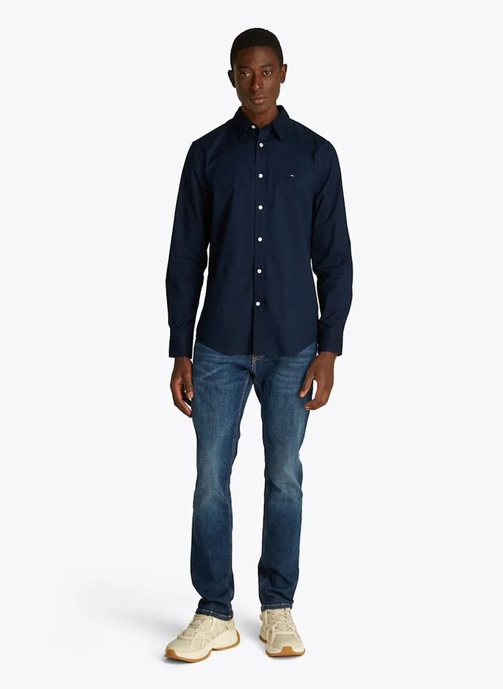 TOMMY HILFIGER Slim Flex Cotton Poplin Kent Collar Shirt