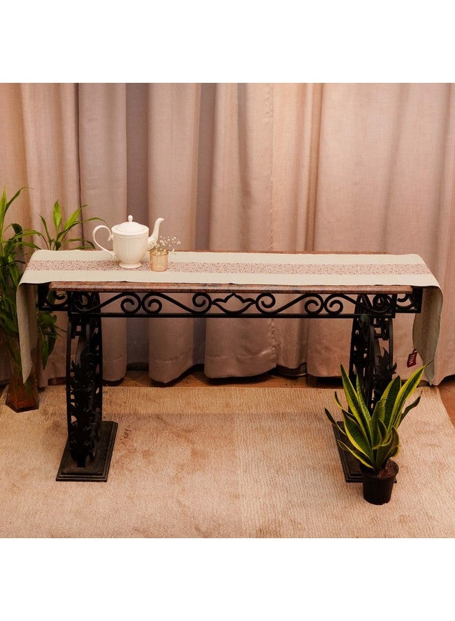 Zeba World 100% Cotton Embroidered Beige Table Runner - Elegant & Durable Dining Table Runner for 4 Seater / 6 Seater, Perfect for Living Room and Dining Room, 30 cm x 210 cm | 12 inches x 84 inches - Image 4