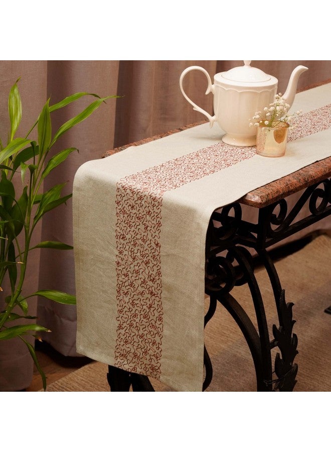 Zeba World 100% Cotton Embroidered Beige Table Runner - Elegant & Durable Dining Table Runner for 4 Seater / 6 Seater, Perfect for Living Room and Dining Room, 30 cm x 210 cm | 12 inches x 84 inches - Image 1