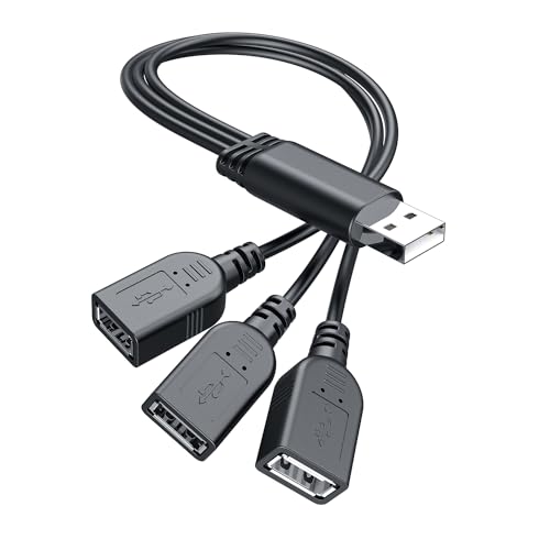 ANDTOBO USB 1 to 3 Splitter, USB 2.0 A Male to 3 USB Female Jack Y Splitter Hub Power Cord Extension Adapter Cable, Black - Image 1