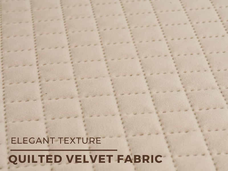 Fashion Throw غطاء أريكة على شكل L من المخمل المنقوش | واقي أريكة ناعم من 3 طبقات لغرفة المعيشة | مضاد للانزلاق | قابل للغسل في الغسالة | غطاء أريكة للحيوانات الأليفة والأطفال | بيج (على شكل L) - Image 3