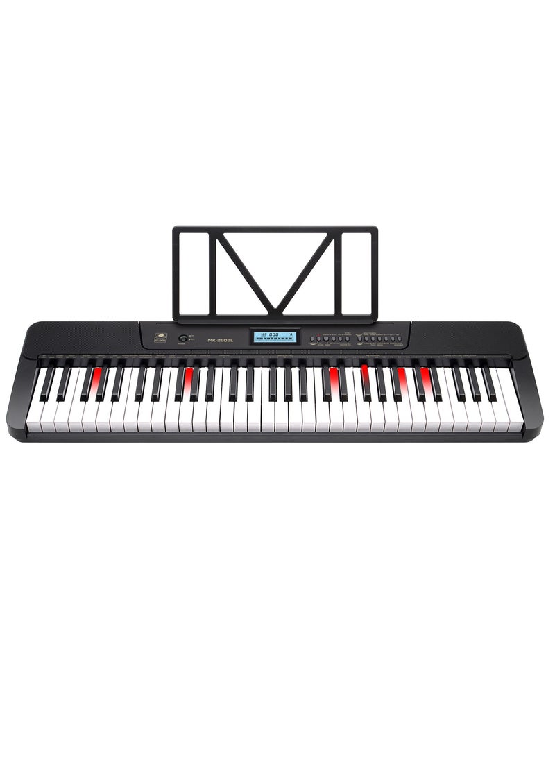 Mike Music 61-Key Simulation Keyboard Piano with Light-Up Keys | Full Beginner Set with OTG Connection App Control, USB-MIDI, Stand, Bench, Sticker, Mic & Headphones  - Image 5