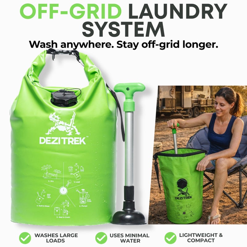 Dezitrek LARGE Portable Washing Machine â€“ Off-Grid Laundry System, High Capacity Manual Clothes Washer with Plunger, No Power Needed, for Camping, RV, Travel - Image 2